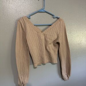 Beige V-Neck Women's Top